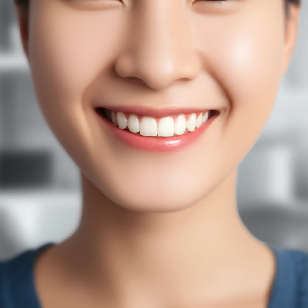 밝게 웃는 사람의 치아와 건강한 미소